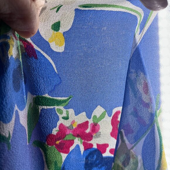 LAUREN Ralph Lauren Sheer Crepe Silk Scarf Ruffled Floral - Picture 5 of 9